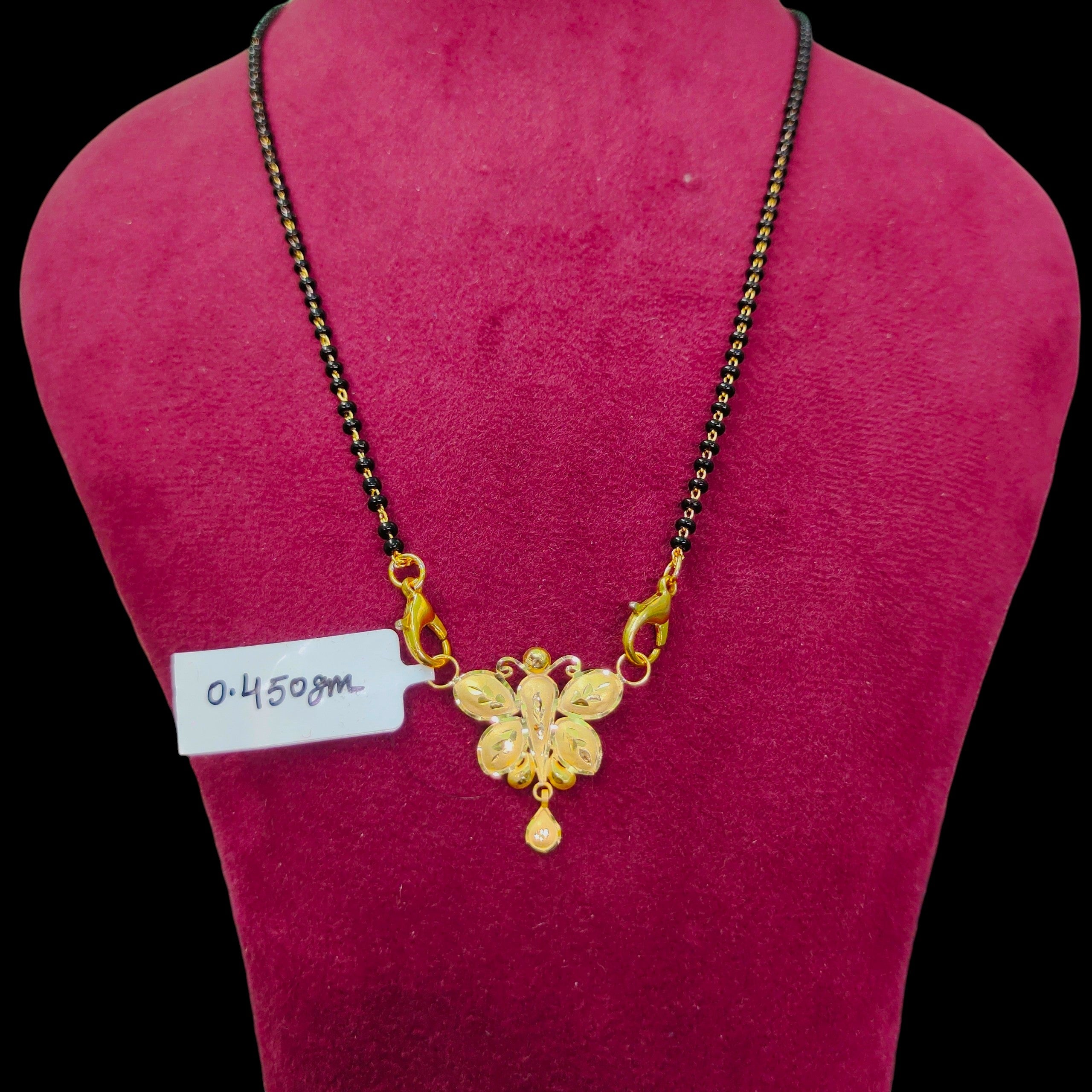 GOLD PENDANT- (WGT: 0.450 GM APPROX) BIS CERTIFIED HUID HALLMARK 375 9KT GOLD PENDANT FOR WOMEN 1 PIECE WITH FREE MANGALSUTRA & TASSEL.