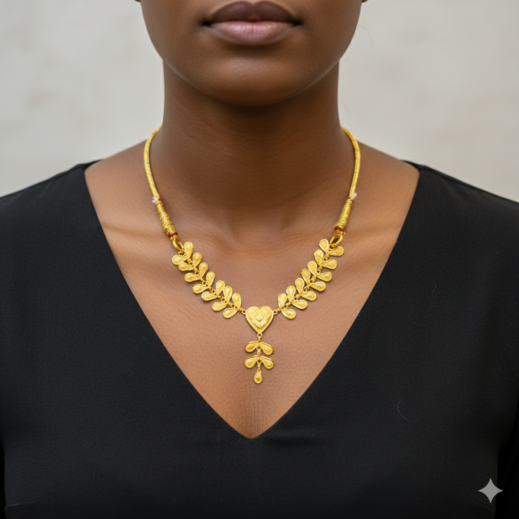 (GCN)TRJ WGT: 1.470 GM APPROX KDM GOLD NECKLACE (TETUL PATA MINI DESIGN) 1 PIECE (50 TONCH) WITH (FREE) ADJUSTABLE TASSEL (BEST FOR GIFT IN MARRIAGE).