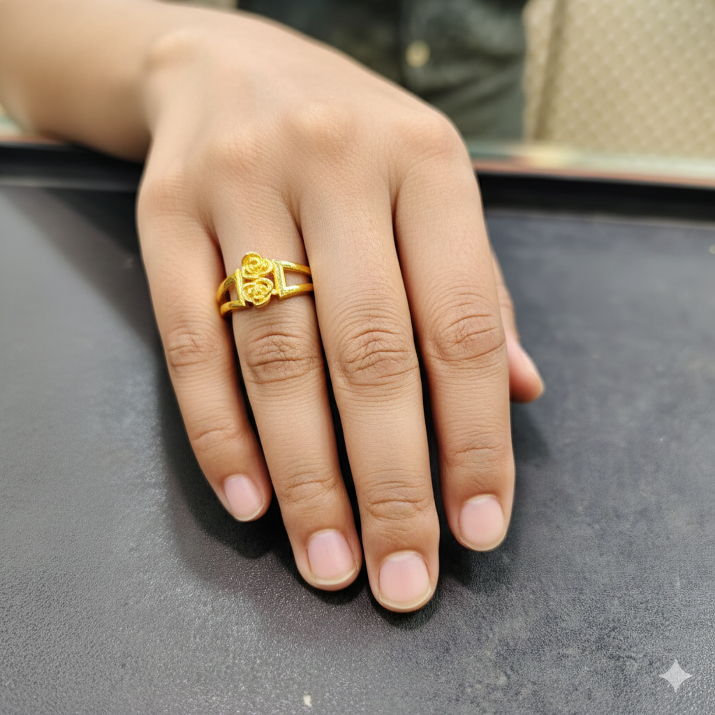 LADIES RING- TRJ (SIZE:14) WGT: 1.820 GM APPROX BIS CERTIFIED HUID HALLMARK 9KT GOLD FINGER RING FOR WOMEN 1 PIECE.