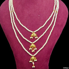 (GMH)- (WGT: 0.680 GM APPROX) BIS CERTIFIED HUID HALLMARK 9KT GOLD MOTI SITAHAR NECKLACE 1 PIECE WITH ADJUSTABLE TASSEL.