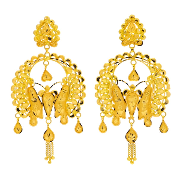 MADE TO ORDER (GEK22) BIS CERTIFIED HUID HALLMARK 916 22KT GOLD KANBALA EARRINGS WGT: 8.900 GM APPROX (1 PAIR) FOR WOMEN (BLUE TAG PREMIUM SEGMENT JEWELLERY) -DELIVERY IN 25 DAYS.