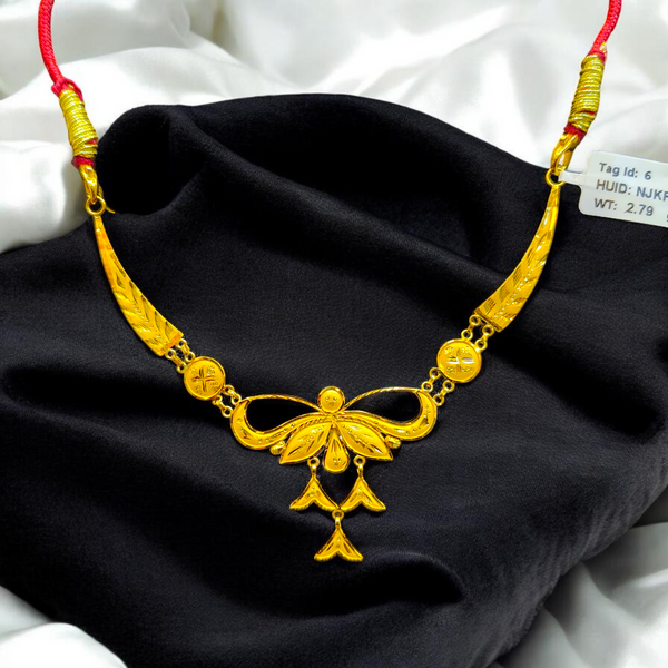 GOLD CHOKER NECKLACE- WGT: 2.790 BIS CERTIFIED HUID HALLMARK 916 22KT GOLD NECKLACE 1 PIECE WITH FREE ADJUSTABLE TASSEL FOR WOMEN.