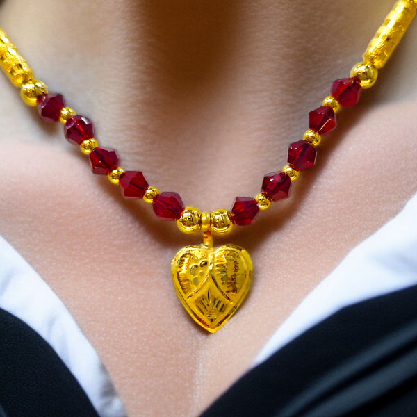 HEART DESIGN (WGT: 0.160 GM APPROX)(NON HALLMARK) KDM GOLD LOCKET 1 PIECE WITH TASSEL (50 TONCH) BEST FOR GIFT IN MARRIAGE.