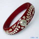 (SSP) (SIZE- 24) RED PASTING DESIGN 925 ORIGINAL SILVER POLA BANGLES FOR WOMEN 1 PC - SOLD AS MRP BY RAJLAXMI.