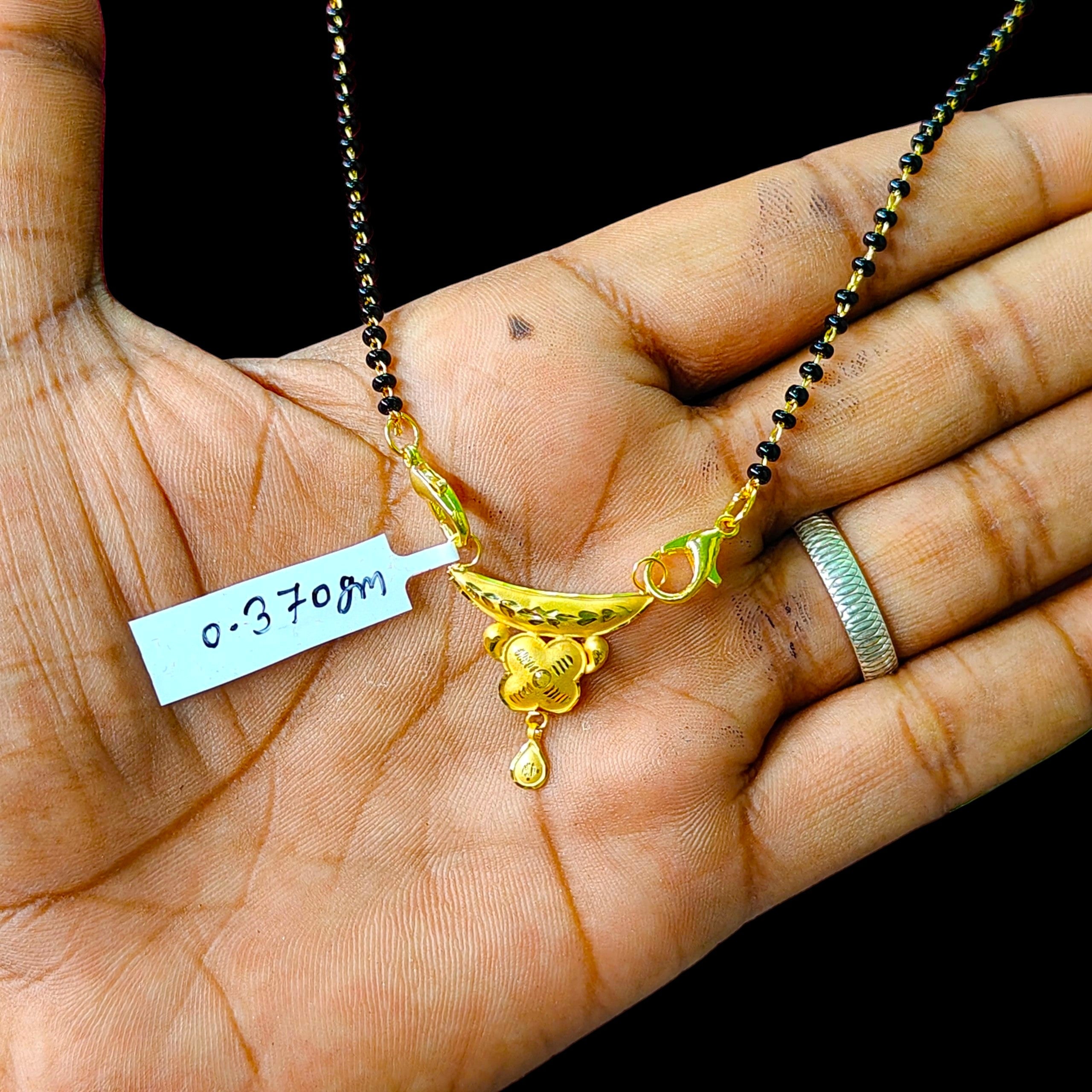 GOLD PENDANT- (WGT: 0.370 GM APPROX) BIS CERTIFIED HUID HALLMARK 375 9KT GOLD PENDANT FOR WOMEN 1 PIECE WITH FREE MANGALSUTRA & TASSEL.