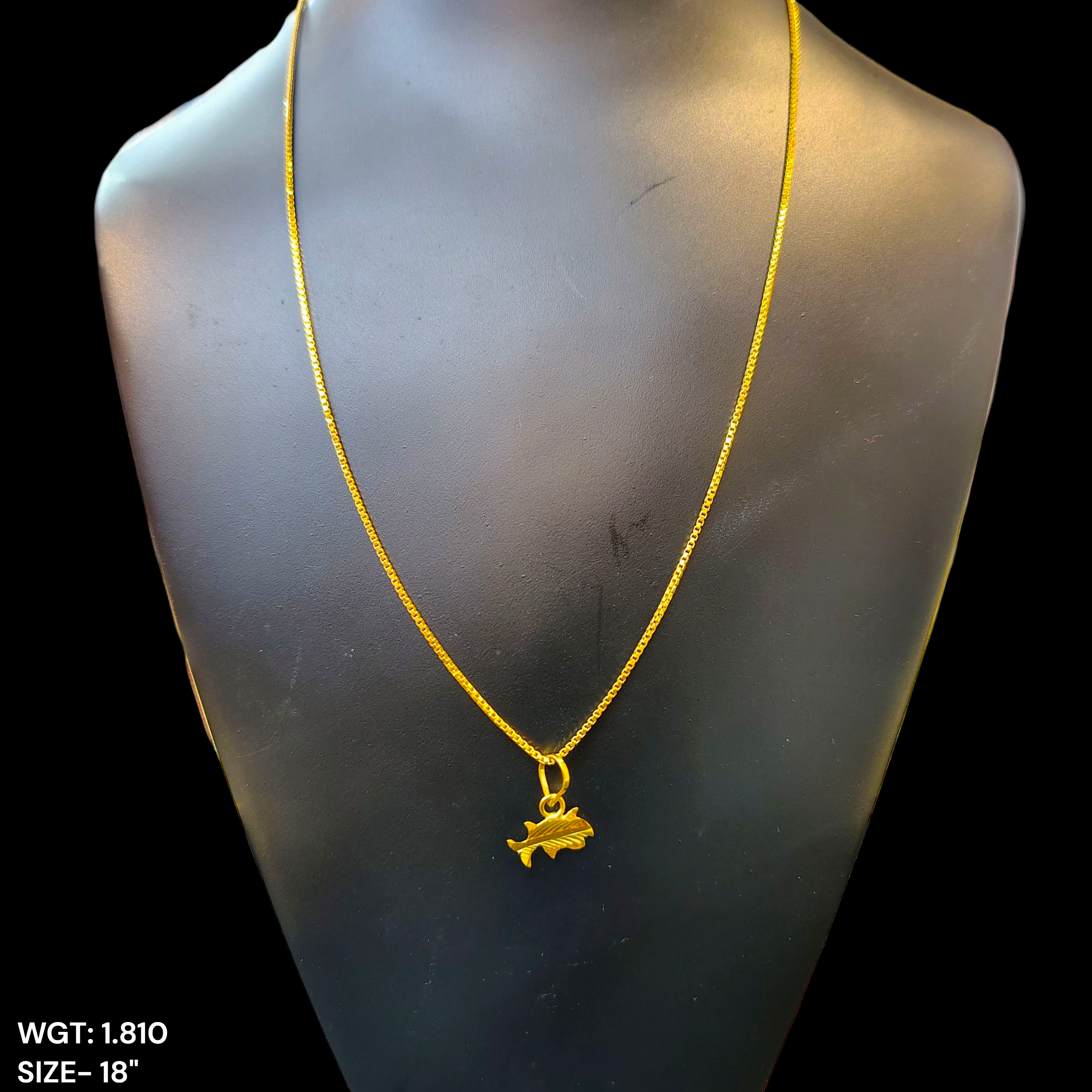 GCH-(WGT: 1.810 GM APPROX) BIS CERTIFIED HUID HALLMARK 9KT GOLD CHAIN WITH PENDANT (18 INCH) 1 PIECE FOR WOMEN.