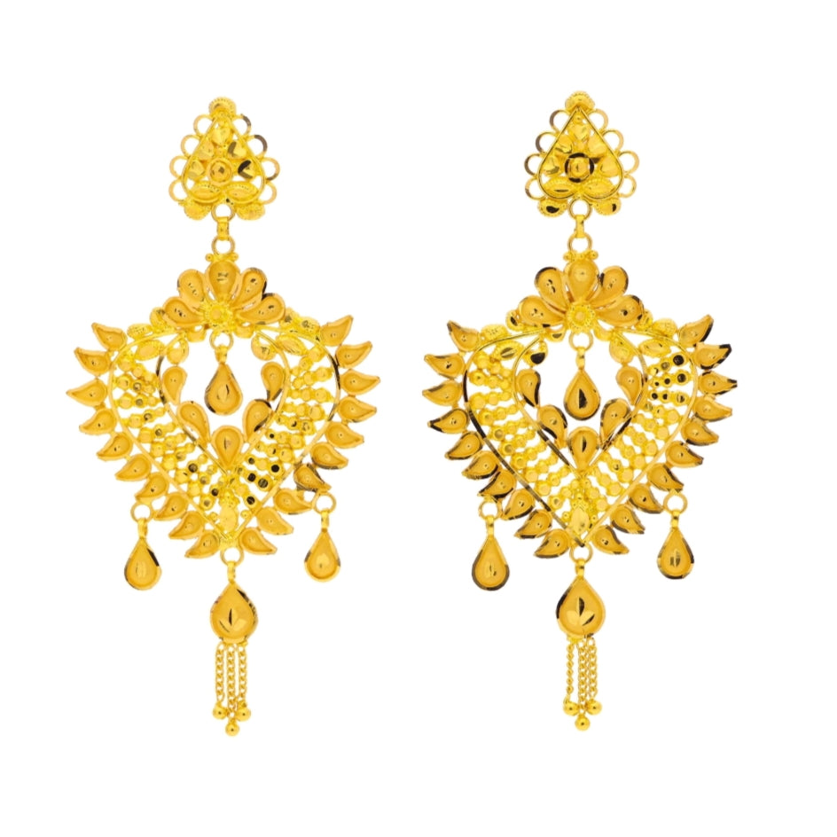 MADE TO ORDER (GEK22) BIS CERTIFIED HUID HALLMARK 916 22KT GOLD KANBALA EARRINGS WGT: 8.700 GM APPROX (1 PAIR) FOR WOMEN (BLUE TAG PREMIUM SEGMENT JEWELLERY) -DELIVERY IN 25 DAYS.