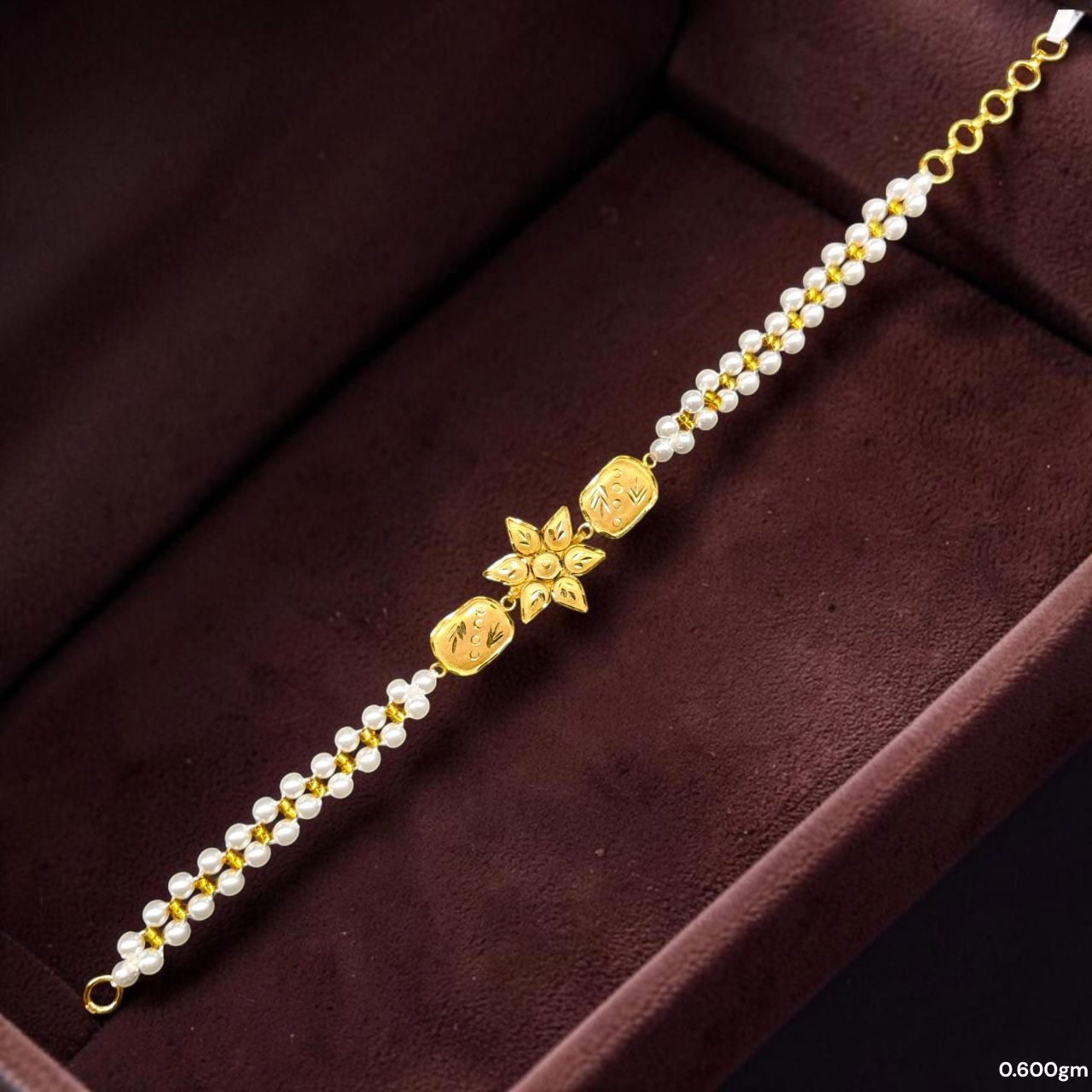 GOLD WRISTLET- (WGT: 0.600 GM APPROX) BIS CERTIFIED HUID HALLMARK 375 9KT GOLD WRISTLET (BRACELET) WITH MOTI CHAIN FOR WOMEN (ADJUSTABLE SIZE).