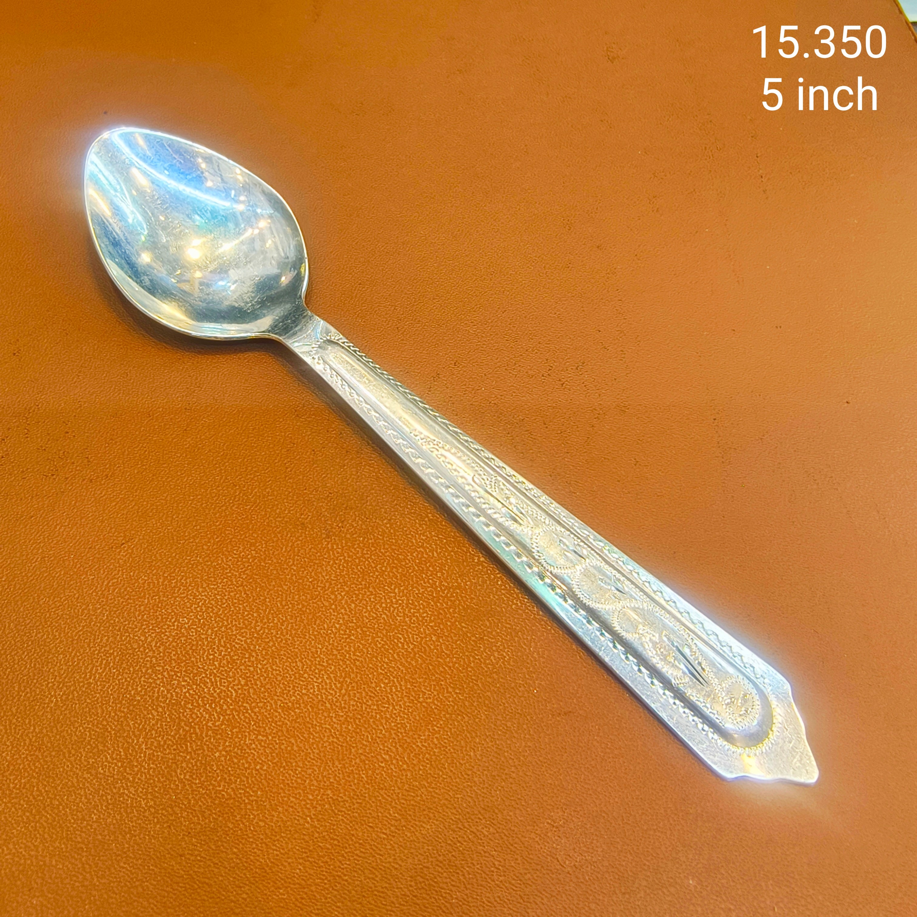 SILVER ITEMS- 5 INCH (WGT: 15.350 GM APPROX) 625 SILVER SPOON (CAMOCH) 1 PIECE FROM RICE CEREMONY TO BIRTHDAY FOR REGULAR USE.
