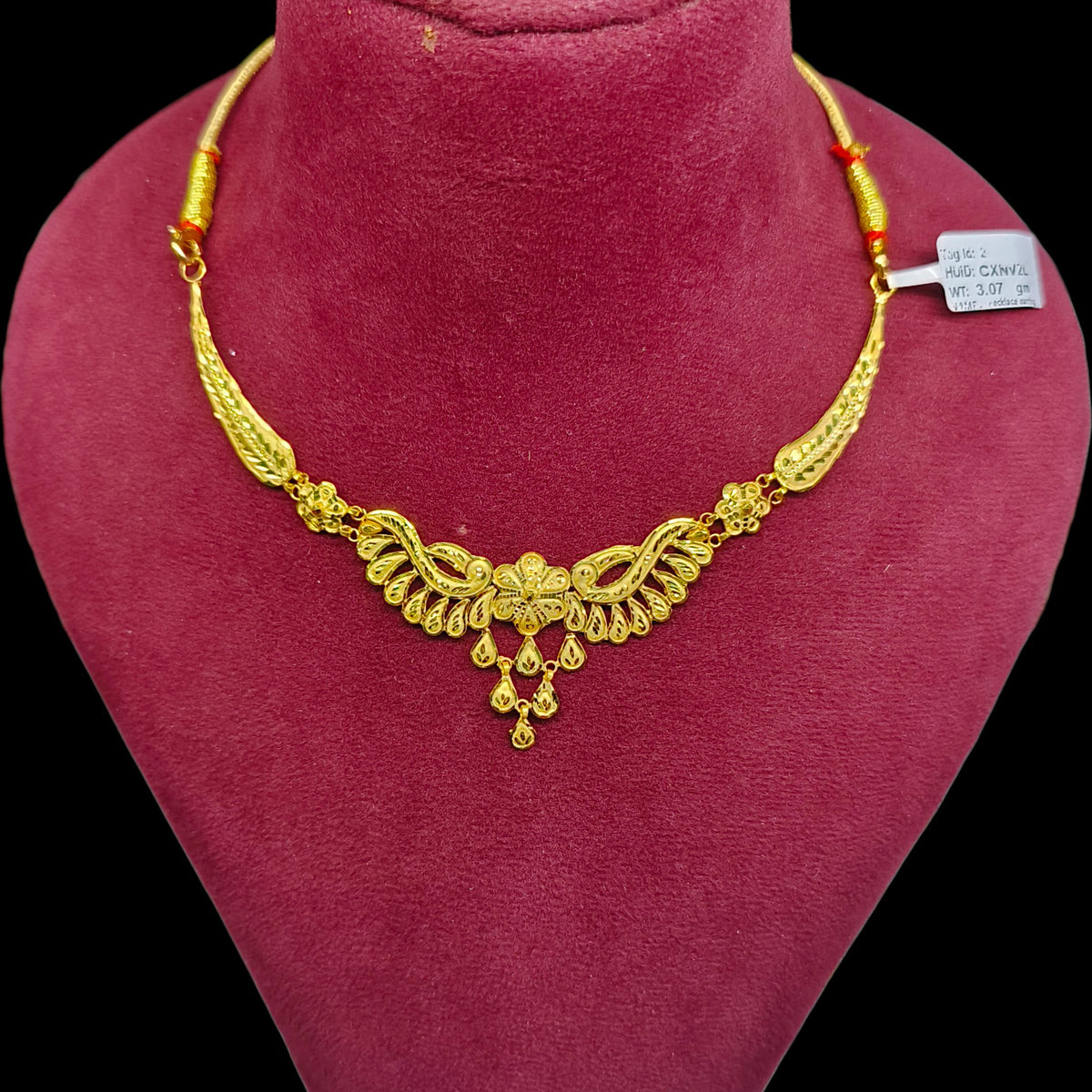 GOLD NECKLACE- (CXNV2L)-(WGT: 3.070 GM APPROX) BIS CERTIFIED HUID HALLMARK 375 9KT GOLD NECKLACE 1 PIECE FOR WOMEN WITH FREE ADJUSTABLE TASSEL.