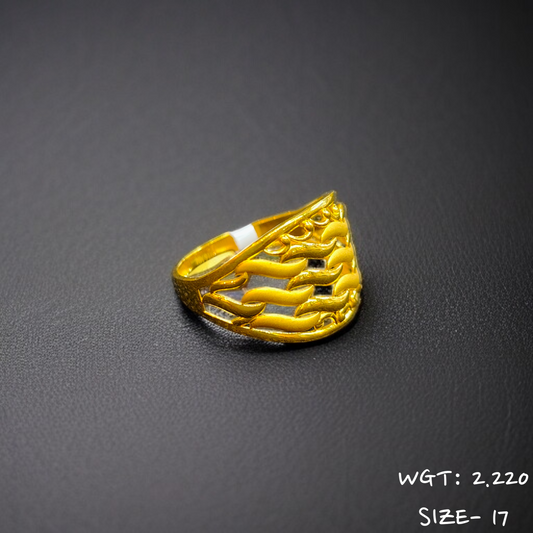 TRJ (SIZE: 17) WGT: 2.220 GM APPROX 22KT HUID HALLMARK GOLD RING FOR WOMEN 1 PIECE.