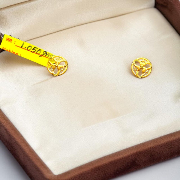 GOLD TOPS- BIS CERTIFIED (WGT: 1.050 GM APPROX) HUID HALLMARK 375 9KT GOLD TOPS 1 PAIR BEST FOR MARRIAGE GIFT.