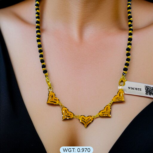 TRJ WGT: 0.970 GM APPROX 22KT HUID HALLMARK GOLD PENDANT MANGALSUTRA 1 PIECE WITH TASSEL.