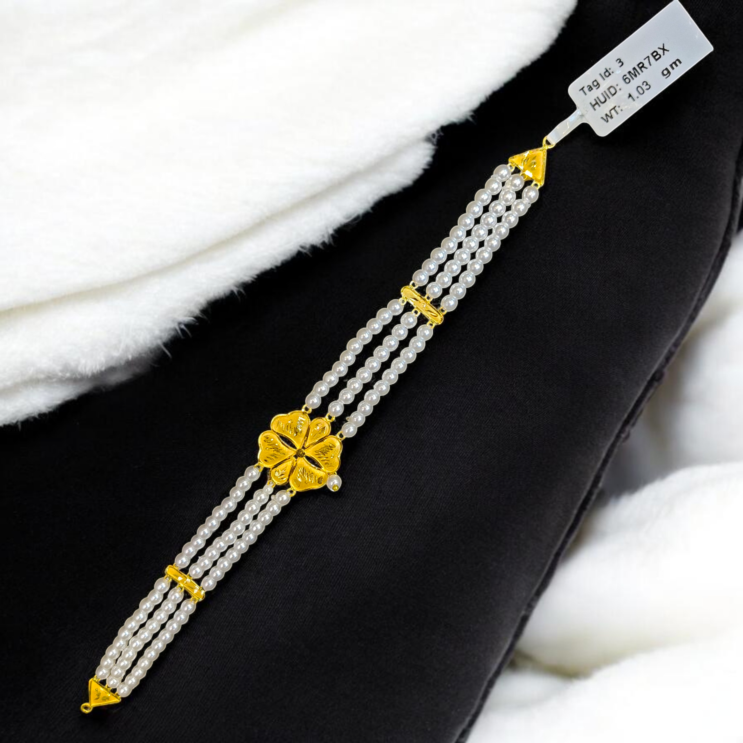 PEARL CHOKER- CERTIFIED BIS HUID HALLMARK 916 22KT GOLD MOTI CHOKER 1 PIECE (WGT:1.030 GM) WITH ADJUSTABLE TASSEL FOR GIFT IN MARRIAGE.