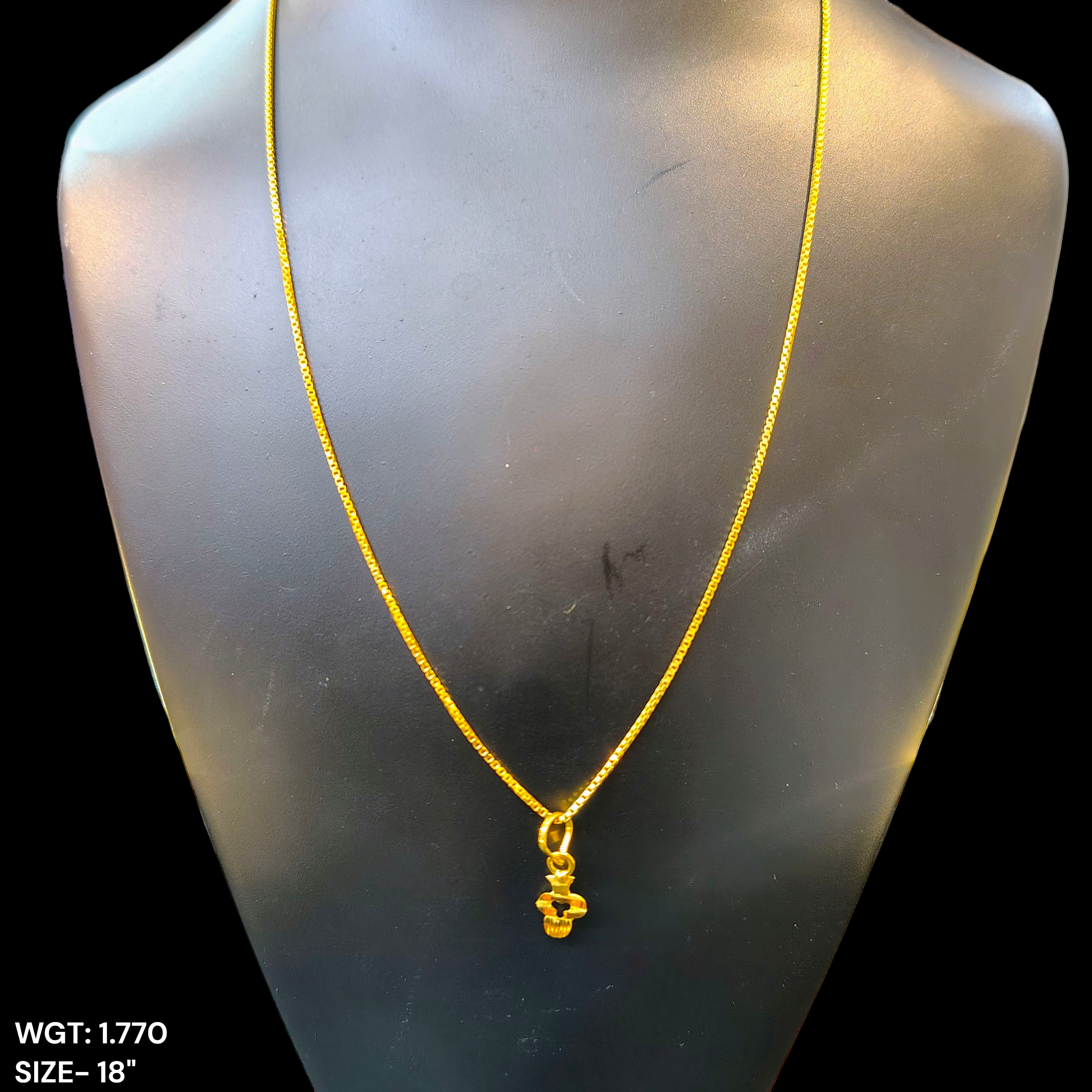 GCH-(WGT: 1.770 GM APPROX) BIS CERTIFIED HUID HALLMARK 9KT GOLD CHAIN WITH PENDANT (18 INCH) 1 PIECE FOR WOMEN.