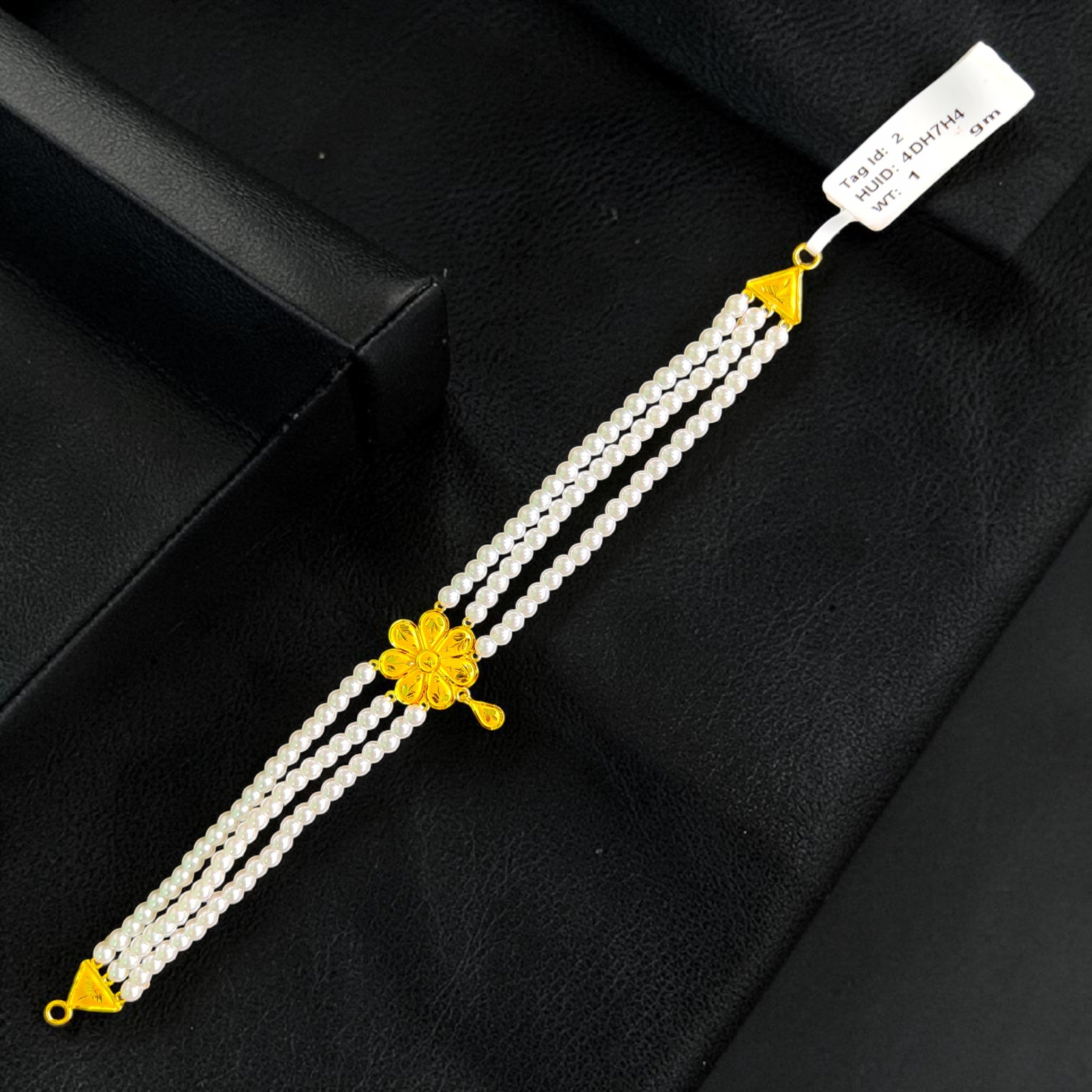 GOLD MOTI HAR- CERTIFIED BIS HUID HALLMARK 916 22KT GOLD MOTI CHOKER 1 PIECE (WGT: 1.00 GM) WITH ADJUSTABLE TASSEL FOR GIFT IN MARRIAGE.