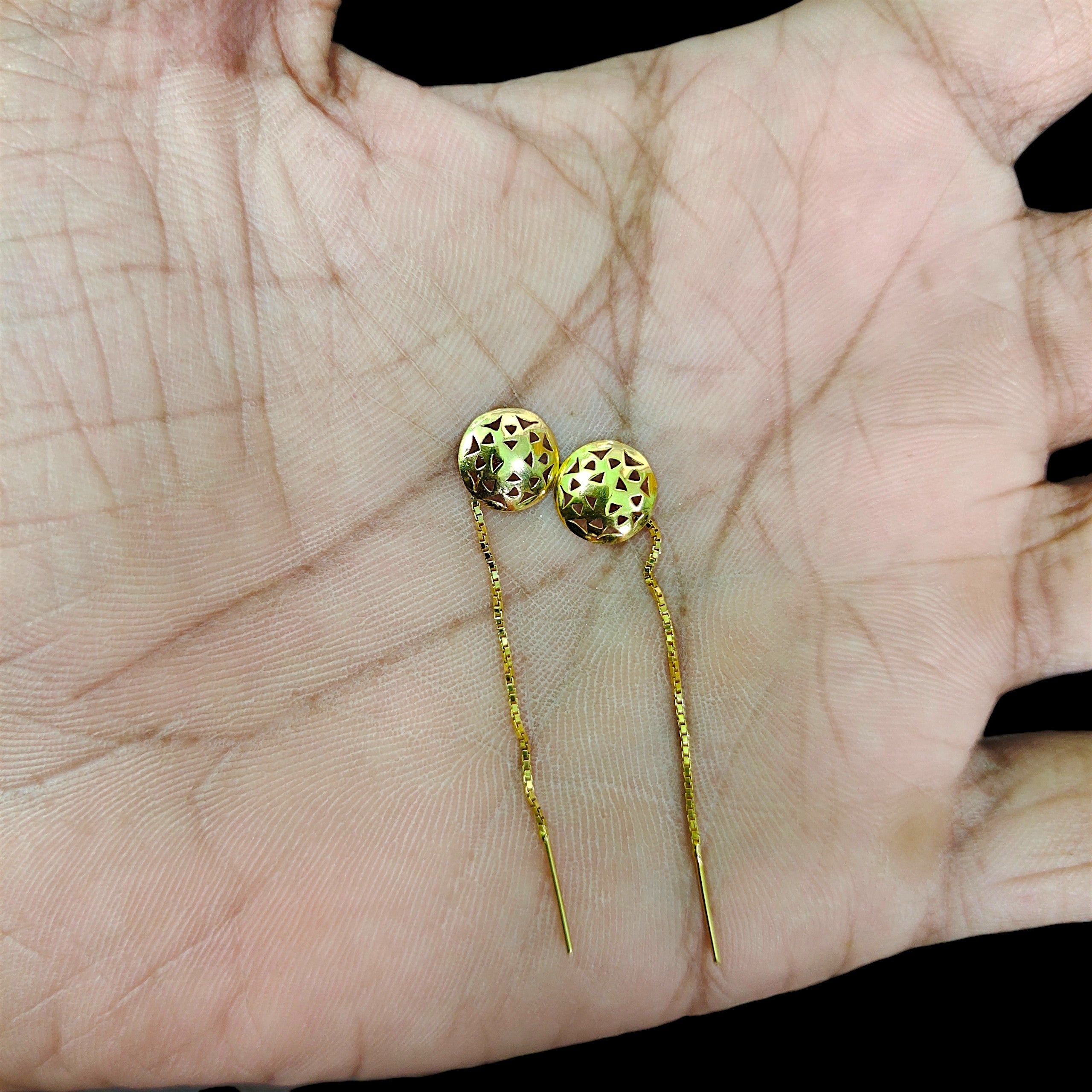 GOLD SUIDHAGA- (WGT: 0.500 GM APPROX) BIS CERTIFIED HUID HALLMARK 9KT GOLD SUIDHAGA EARRINGS (1 PAIR) FOR WOMEN.