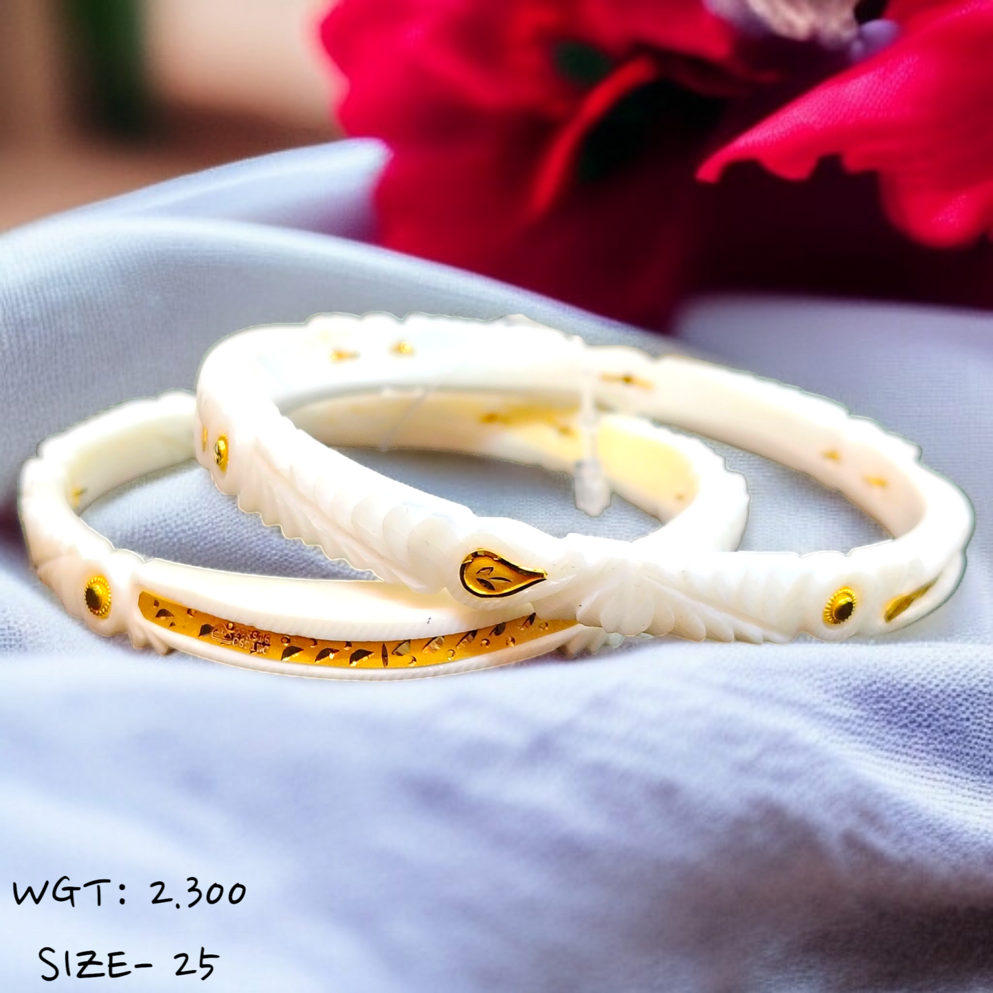 TRJ (SIZE: 25) WGT: 2.300 GM APPROX HUID HALLMARK 22KT GOLD SAKHA BANGLES 1 PAIR DESIGN FOR REGULAR USE.