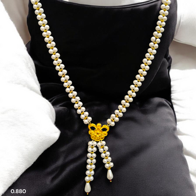 GOLD MOTI HAR- BIS CERTIFIED WGT: O.880 GM APPROX HUID HALLMARK 916 22KT GOLD MOTI TIE CHAIN 1 PIECE FOR WOMEN.