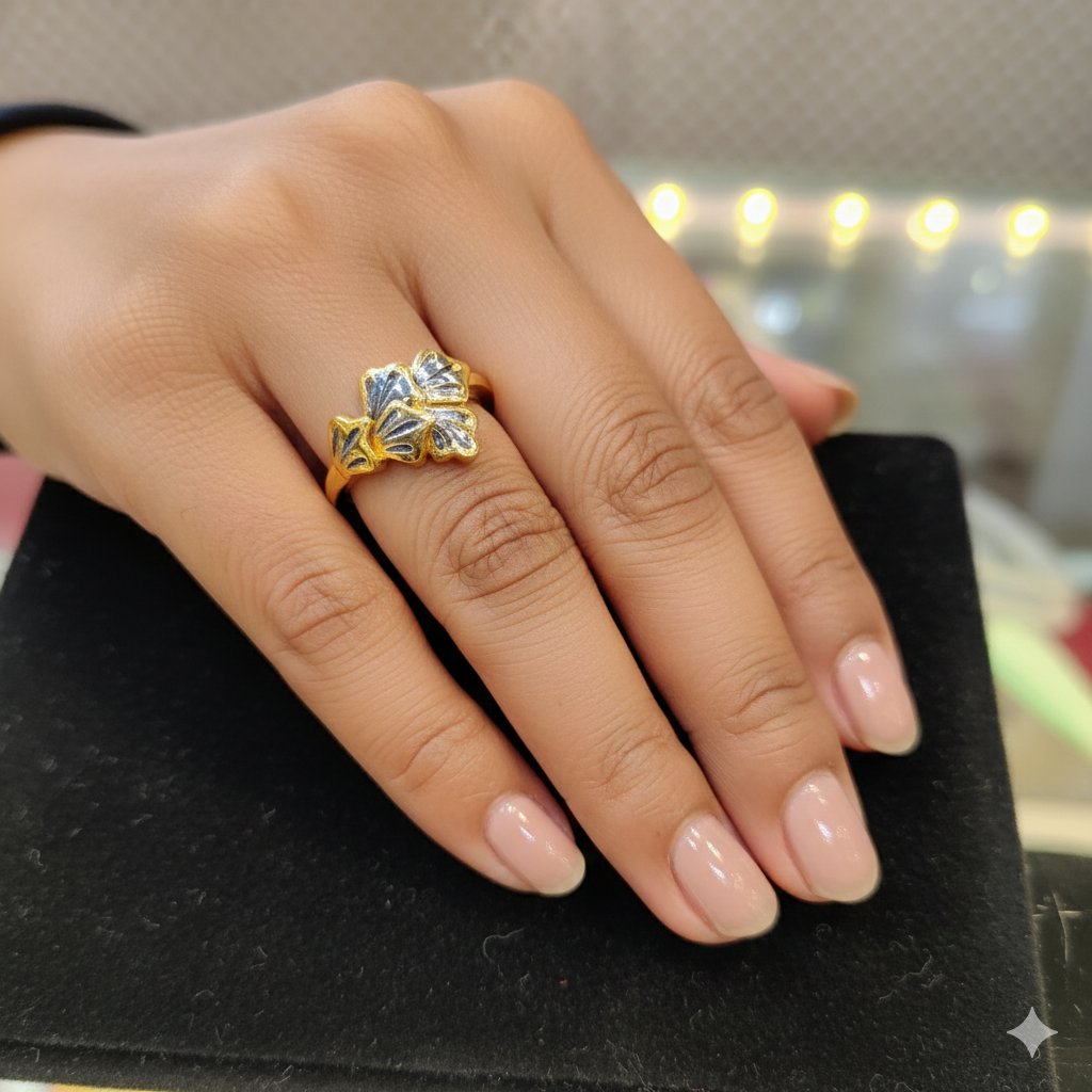 LADIES RING- (SIZE: 15) WGT: 1.360 GM APPROX BIS CERTIFIED HUID HALLMARK 9KT GOLD FINGER RING FOR WOMEN 1 PIECE FOR REGULAR USE.