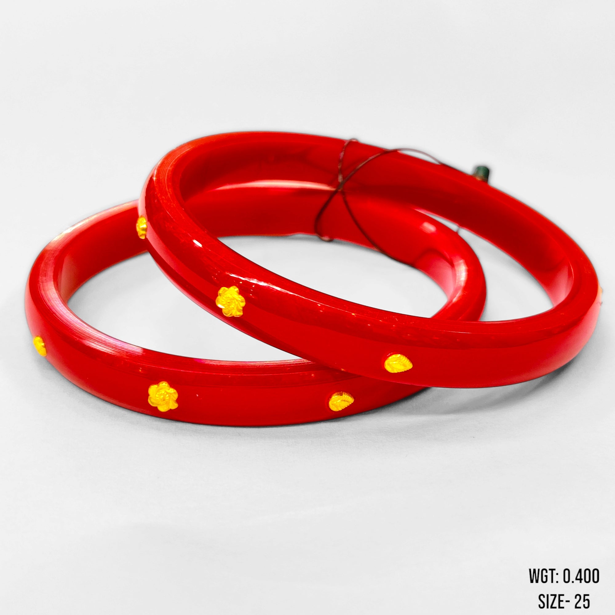 (GPPB) TRJ (SIZE: 25) WGT: 0.500 GM APPROX 22KT HUID HALLMARK GOLD PASTING POLA BANGLES 1 PAIR (FULL BODY WORK).