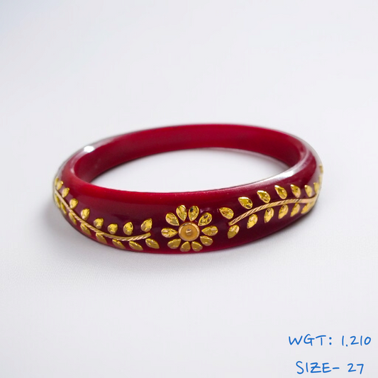 (SIZE- 27) RED COLOUR 18KT HALLMARK GOLD BRACELET POLA 1 PIECE FOR MARRIED WOMEN (REGULAR USE) APPROX WGT: 1.210 GM