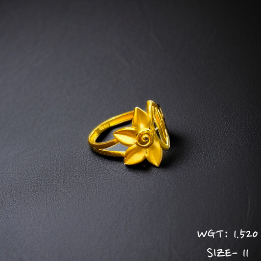 TRJ (SIZE: 11) WGT: 1.520 GM APPROX 22KT HUID HALLMARK GOLD RING FOR WOMEN 1 PIECE.