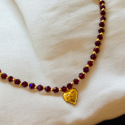 TRJ WGT: 0.150 GM APPROX KDM GOLD LOVE DESIGN LOCKET 1 PIECE WITH MAROON CRYSTAL ADJUSTABLE TASSEL FOR GIFT PURPOSE (50 TONCH).