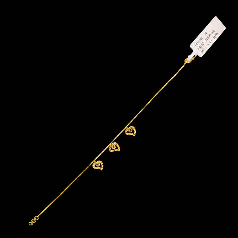 GOLD WRISTLET- BIS CERTIFIED HUID HALLMARK 375 9KT GOLD WRISTLET APPROX WGT: 1.110 FOR WOMEN.