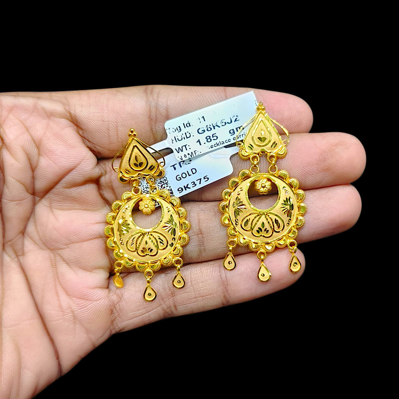 GOLD EARRINGS- (G8K5J2)-(2RS7R1) (WGT: 3.710 GM APPROX) BIS CERTIFIED HUID HALLMARK 9KT GOLD EARRINGS 1 PAIR FOR WOMEN (BEST FOR GIFT IN MARRIAGE).