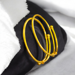 BABY JEWELLERY- BIS CERTIFIED HUID HALLMARK 916 22KT GOLD BABY BANGLE 1 PAIR (ADJUSTABLE SIZE) FROM NEW BORN TO 2 YEARS (FOR RICE CEREMONY & BIRTHDAY).