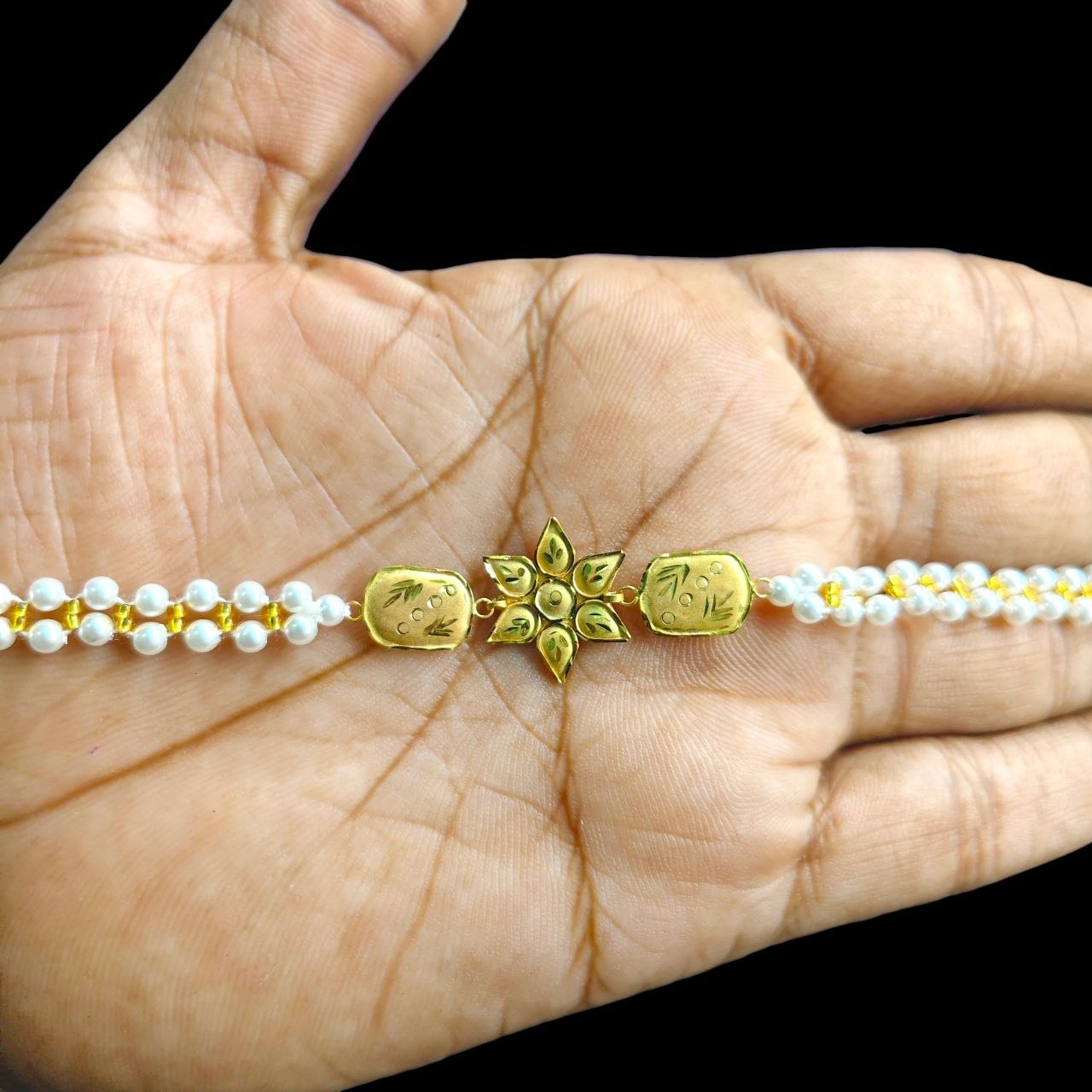 GOLD WRISTLET- (WGT: 0.600 GM APPROX) BIS CERTIFIED HUID HALLMARK 375 9KT GOLD WRISTLET (BRACELET) WITH MOTI CHAIN FOR WOMEN (ADJUSTABLE SIZE).