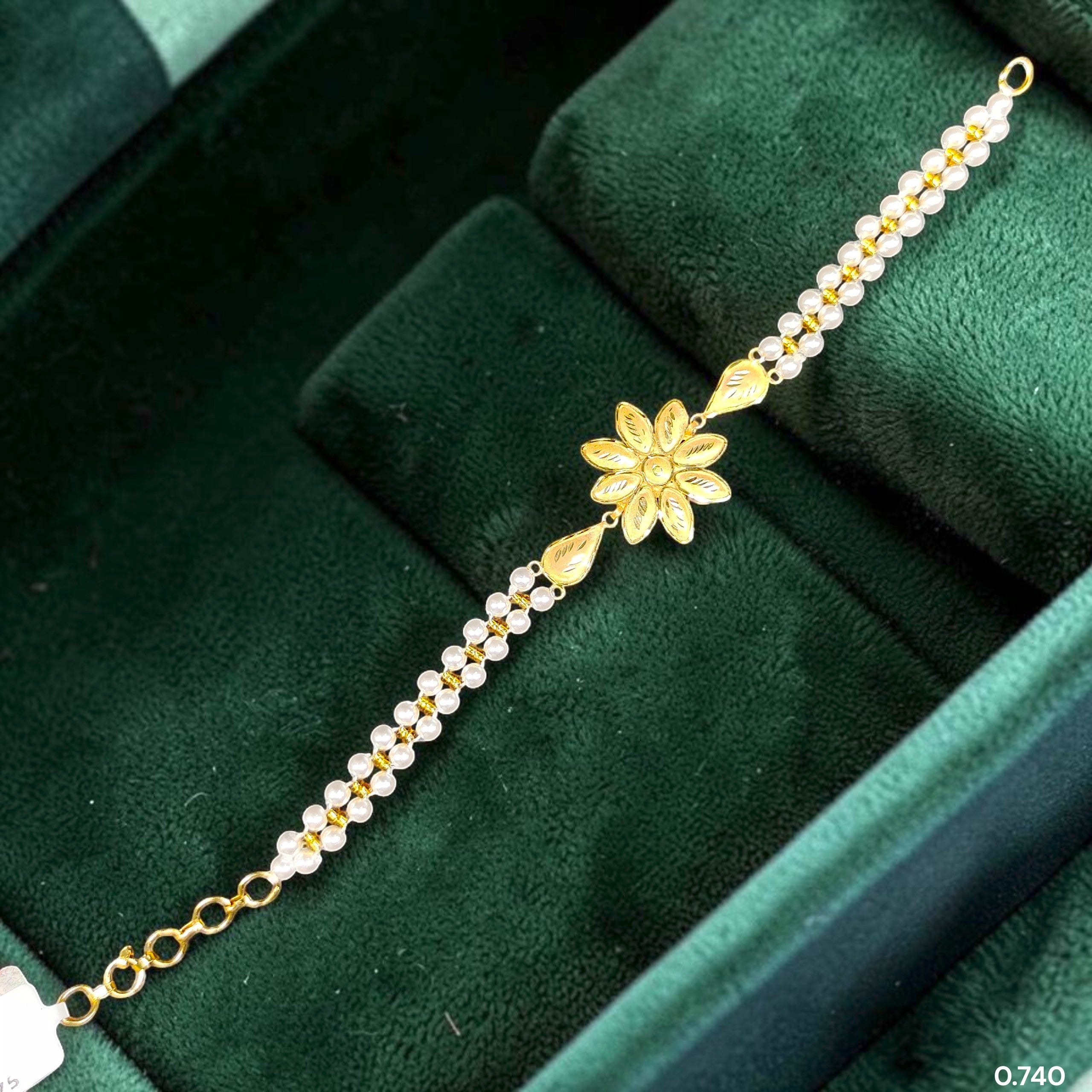 GOLD WRISTLET- (WGT: 0.740 GM APPROX) BIS CERTIFIED HUID HALLMARK 375 9KT GOLD WRISTLET (BRACELET) WITH MOTI CHAIN FOR WOMEN (ADJUSTABLE SIZE).