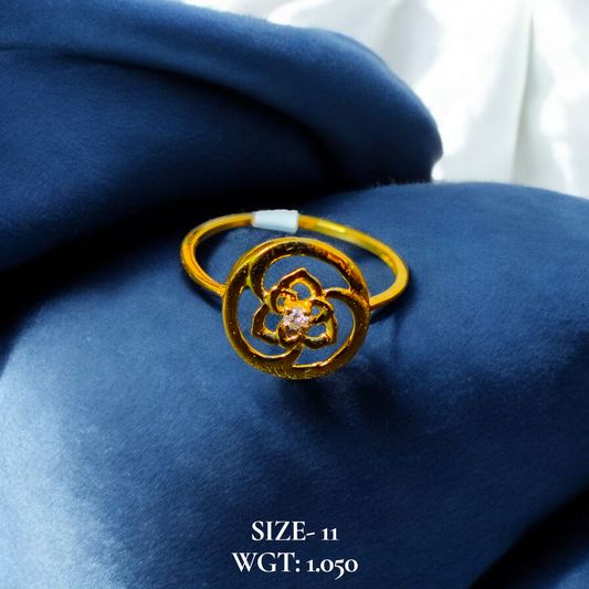 RAJLAXMI DIAMOND JEWELLERY (SIZE:11) - WGT: 1.050 GM - NATURAL DIAMOND (0.02 CENT) HUID HALLMARK 18KT DIAMOND FINGER RING FOR WOMEN WITH CERTIFICATE OF AUTHENTICITY BY ZOBRA (DESIGN NO: LRAP1503).