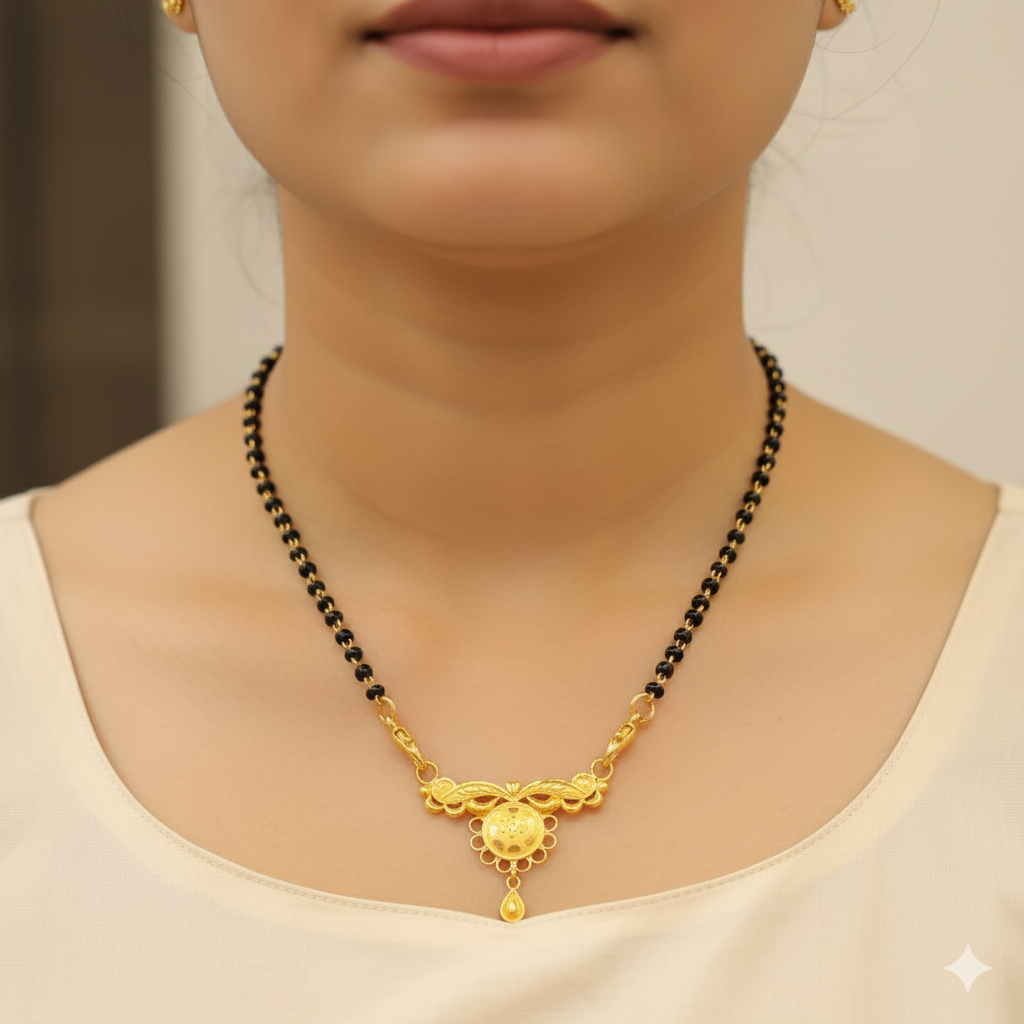 (GPM) TRJ WGT: 0.890 GM APPROX 22KT HUID HALLMARK GOLD PENDANT MANGALSUTRA 1 PIECE WITH TASSEL.
