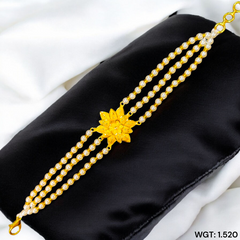 GOLD MANTASHA- WGT: 1.520 GM APPROX HUID HALLMARK 916 22KT GOLD MOTI MANTASHA WITH PEARL CHAIN FOR WOMEN. (UFCQHH)