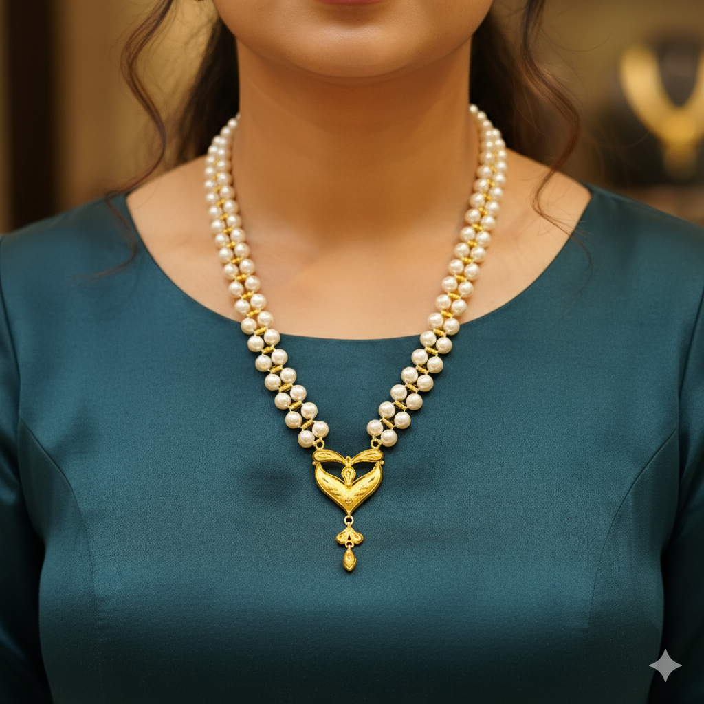 (GMP22) BIS CERTIFIED WGT: 0.740 GM APPROX HUID HALLMARK 916 22KT GOLD MOTI PENDANT 1 PIECE FOR YOUR BEAUTIFUL WIFE.