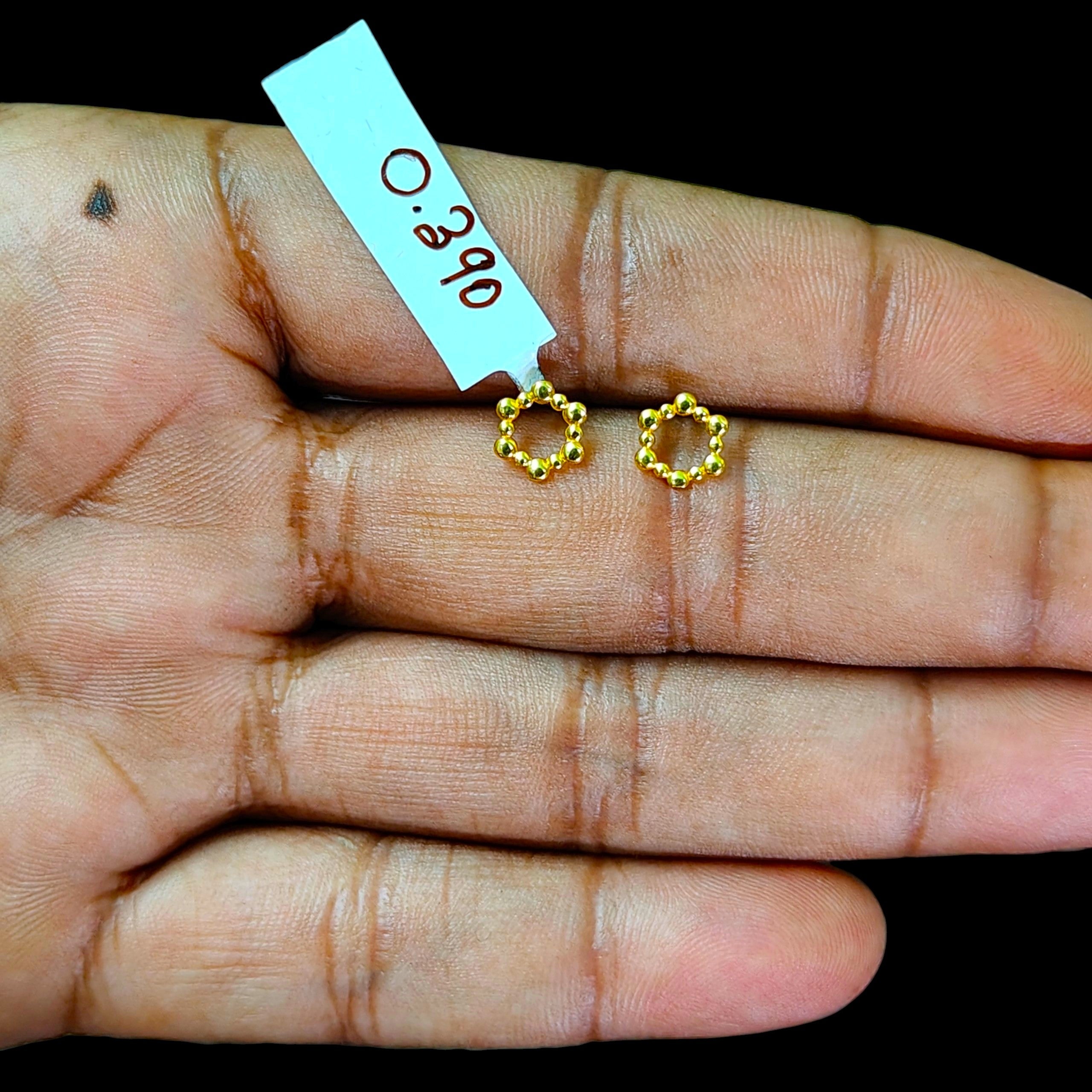 BABY JEWELLERY STUD EARRING- TRJ BABY TOPS WGT: 0.390 GM APPROX BIS CERTIFIED HUID HALLMARK 9KT GOLD STUD EARRINGS FOR WOMEN 1 PAIR FOR REGULAR USE.