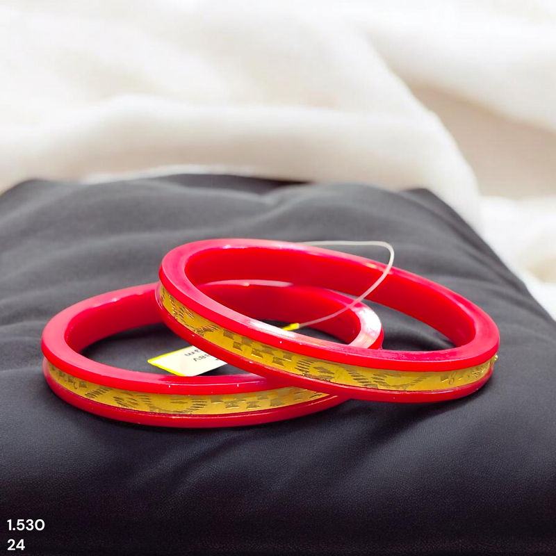 GPB22K- BIS CERTIFIED (SIZE: 24) WGT: 1.530 GM APPROX 22KT HUID HALLMARK GOLD POLA BADHANO BANGLES 1 PAIR DESIGN FOR REGULAR USE.