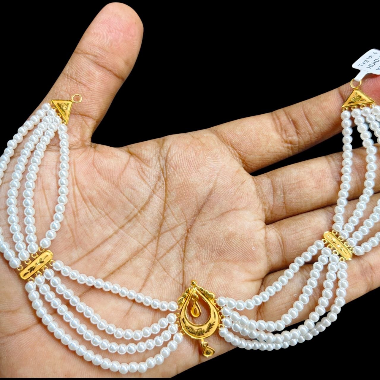 GOLD MOTI HAR- (WGT: 1.350 GM APPROX) CERTIFIED BIS HALLMARK HUID 22KT GOLD MOTI NECKLACE 1 PIECE WITH ADJUSTABLE TASSEL.