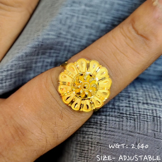 TRJ (SIZE: ADJUSTABLE) WGT: 2.640 GM APPROX 22KT HUID HALLMARK GOLD RING FOR WOMEN 1 PIECE.