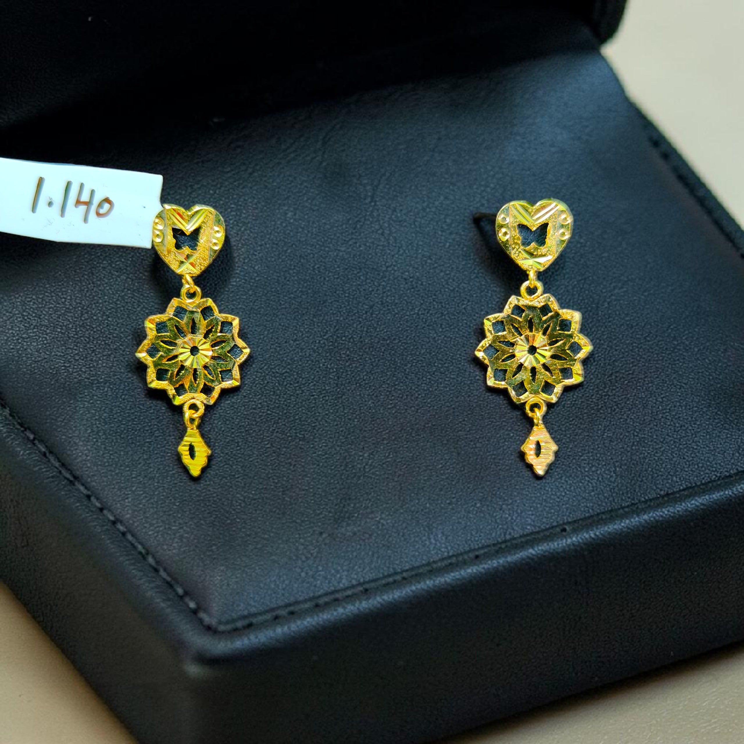 GOLD EARRINGS- (WGT: 1.140 GM APPROX) BIS CERTIFIED HUID HALLMARK 9KT GOLD EARRINGS 1 PAIR FOR WOMEN (BEST FOR GIFT IN MARRIAGE).