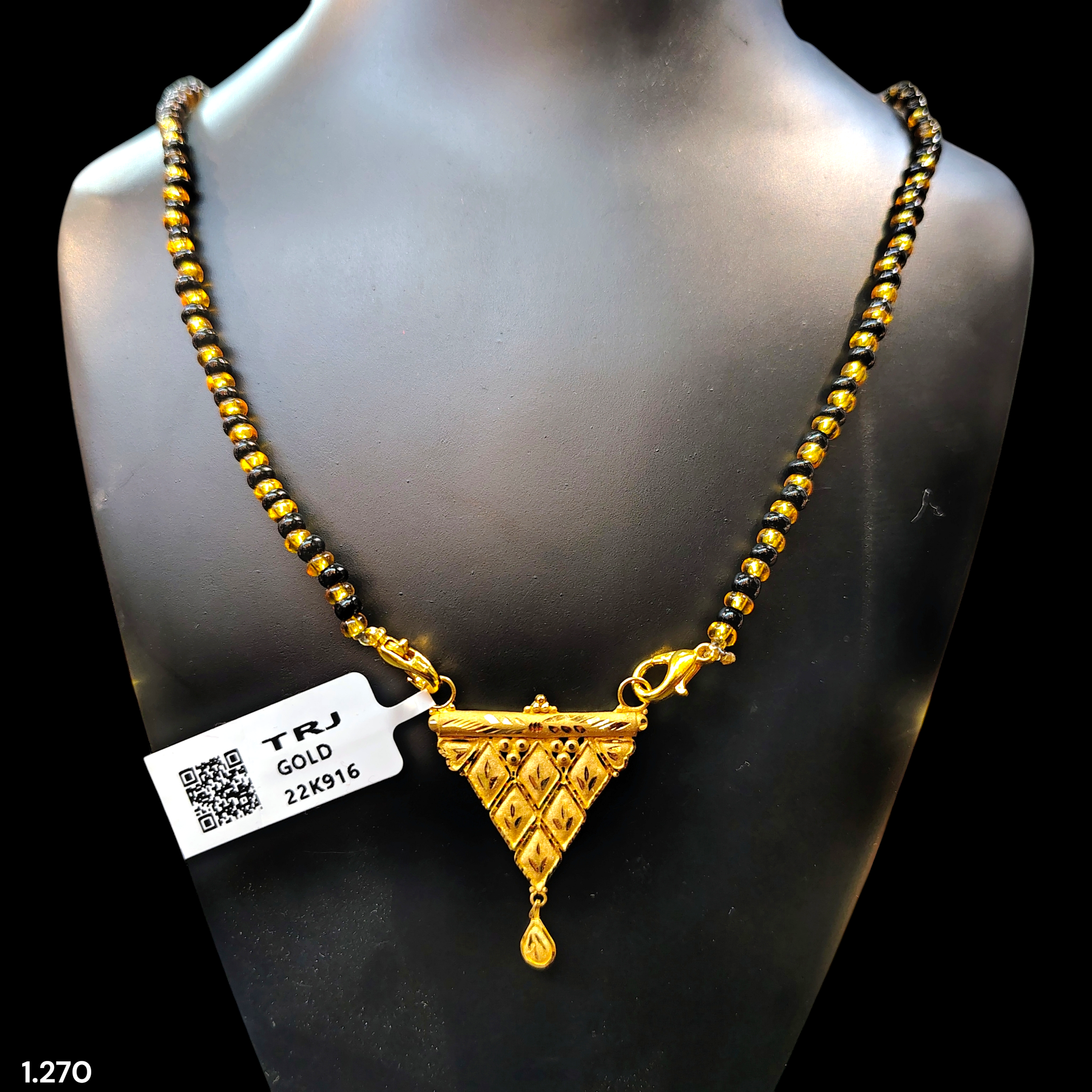 GOLD PENDANT- WGT: 1.270 GM APPROX 22KT HUID HALLMARK GOLD PENDANT MANGALSUTRA 1 PIECE WITH TASSEL.