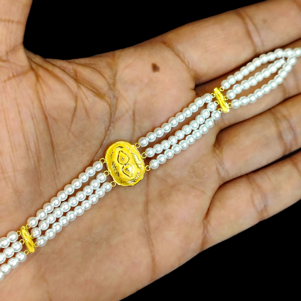 PEARL CHOKER- CERTIFIED BIS HUID HALLMARK 916 22KT GOLD MOTI CHOKER 1 PIECE (WGT:0.590 GM) WITH ADJUSTABLE TASSEL FOR GIFT IN MARRIAGE.