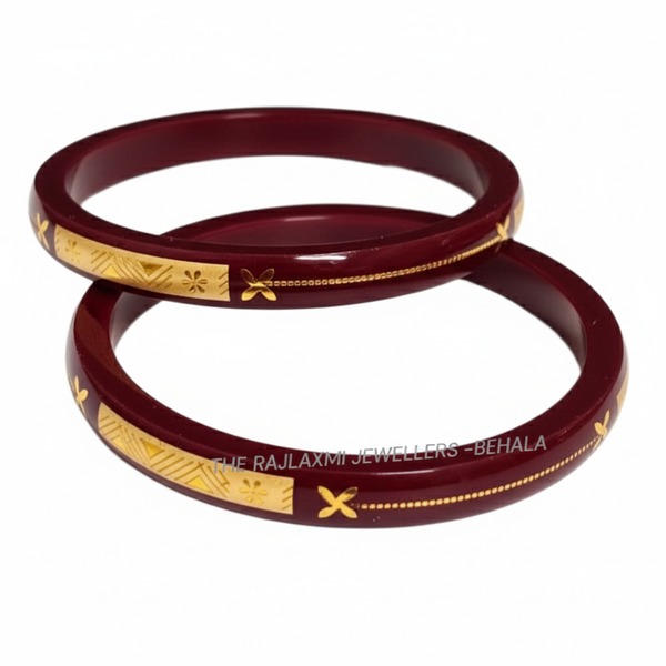 WISDOM MAROON (FACEBOOK VIRAL POLA) GOLDEN DETAILING LAMINATION POLA SCALE DESIGN 1 PAIR FOR WOMEN - NON EXCHANGEABLE ITEM (GET ANY DESIGN AS PER AVAILABILITY)