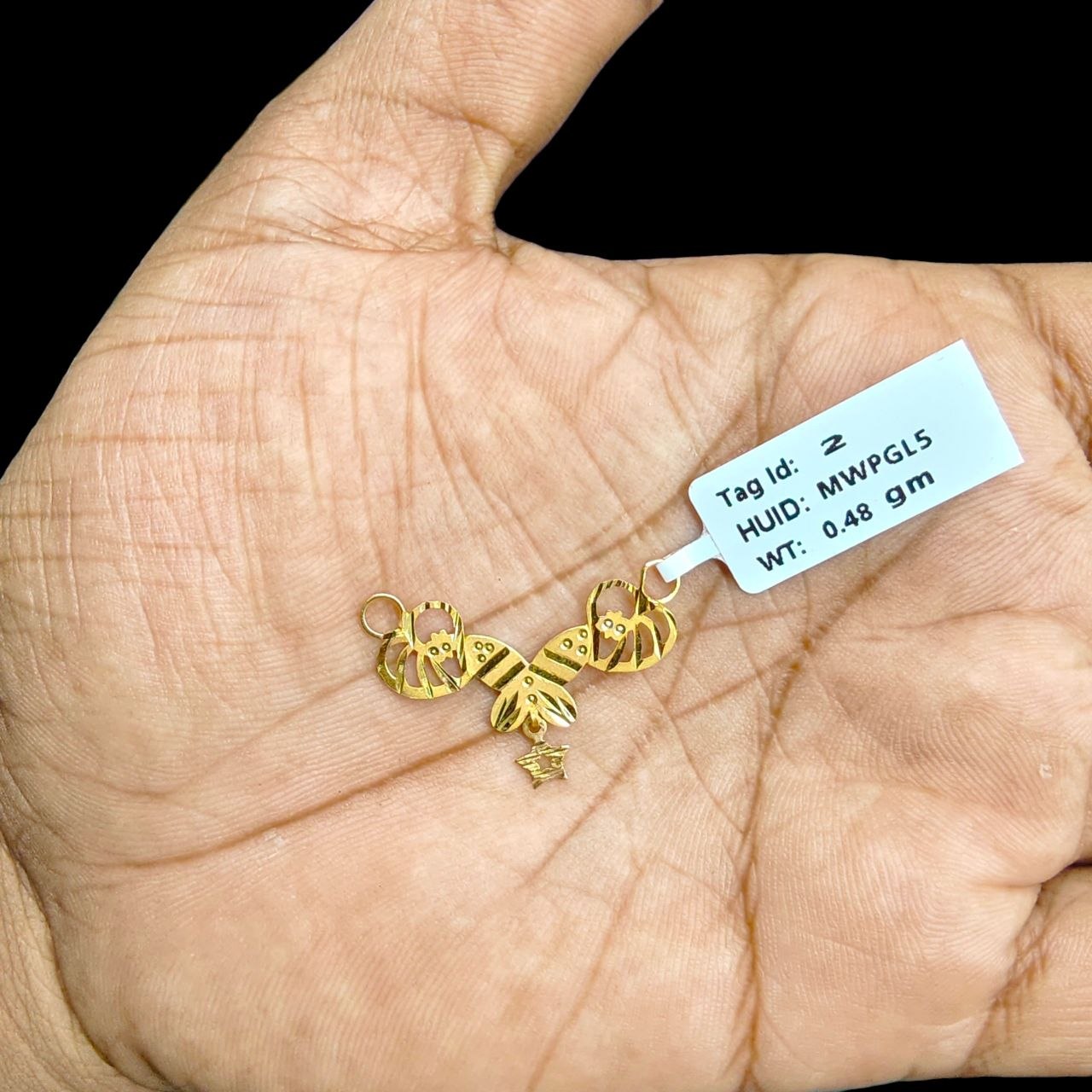GOLD PENDANT- (WGT: 0.480 GM APPROX) BIS CERTIFIED HUID HALLMARK 375 9KT GOLD PENDANT FOR WOMEN 1 PIECE WITH FREE MANGALSUTRA & TASSEL.