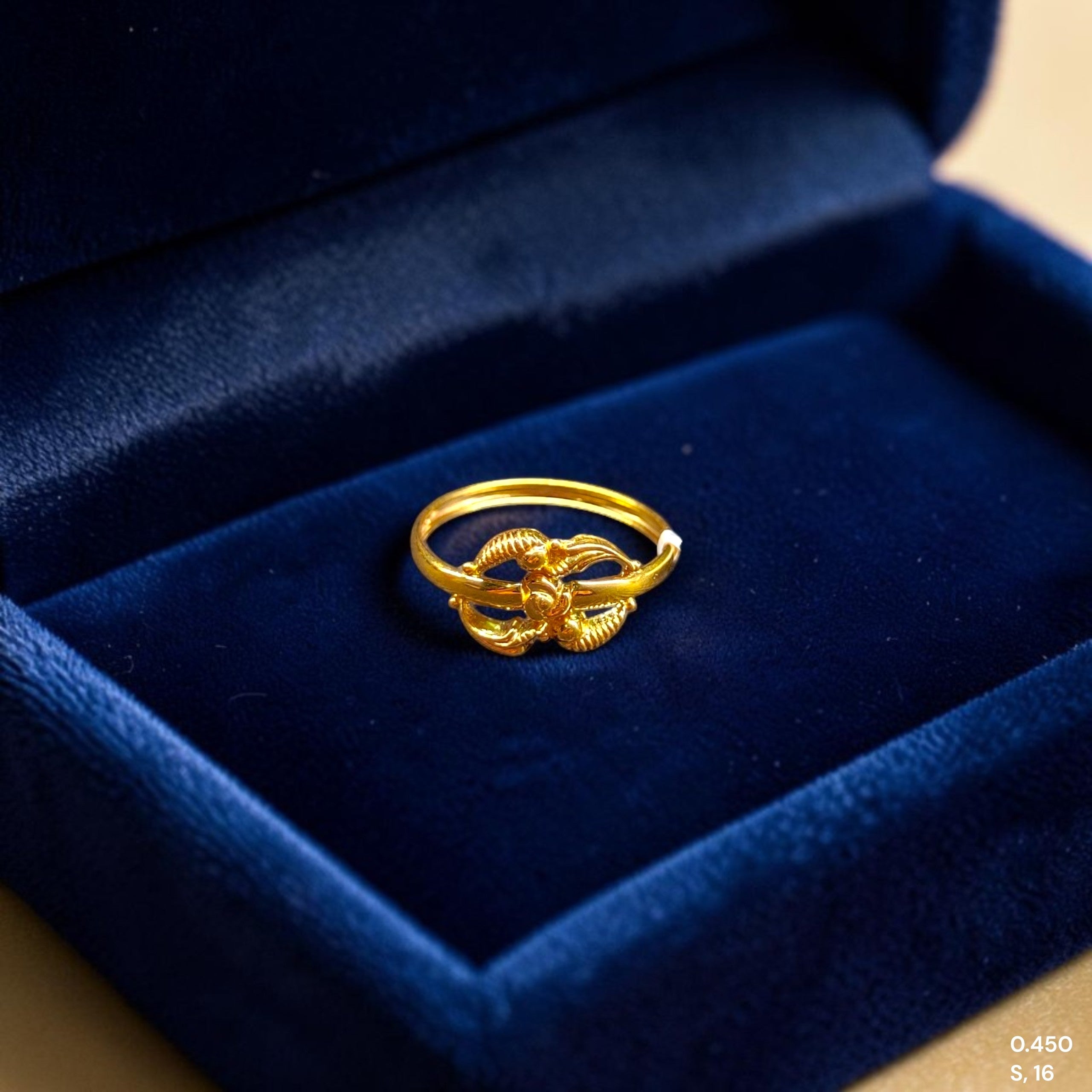 RAJKOT LADIES RING- (SIZE: 16) WGT: 0.460 GM APPROX BIS CERTIFIED HUID HALLMARK 9KT GOLD FINGER RING FOR WOMEN 1 PIECE FOR WOMEN (SUPER LIGHT WEIGHT - NOT FOR REGULAR USE)