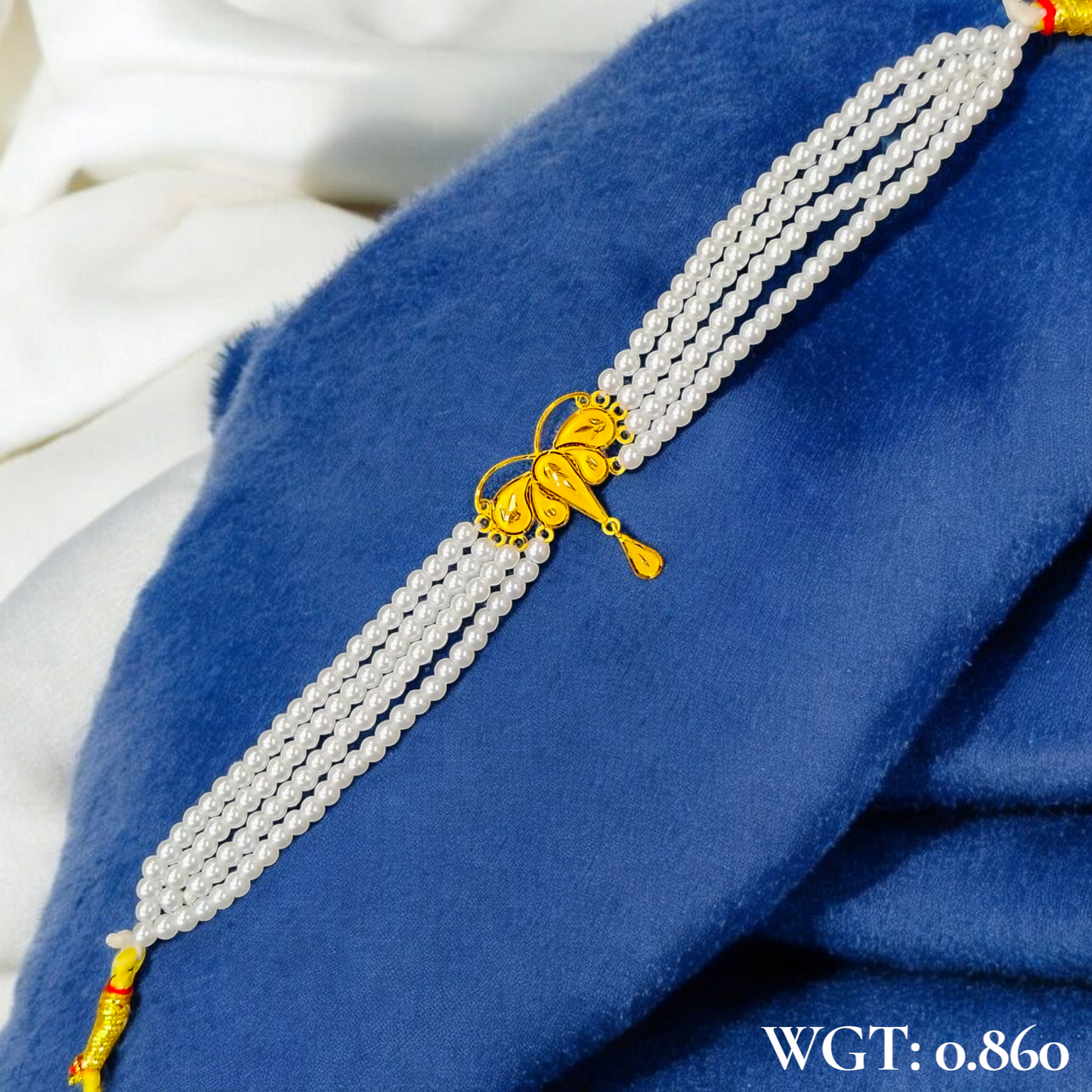 CERTIFIED BIS HUID HALLMARK 916 22KT GOLD MOTI CHOKER 1 PIECE (WGT:0.860 GM) WITH ADJUSTABLE TASSEL FOR GIFT IN MARRIAGE.