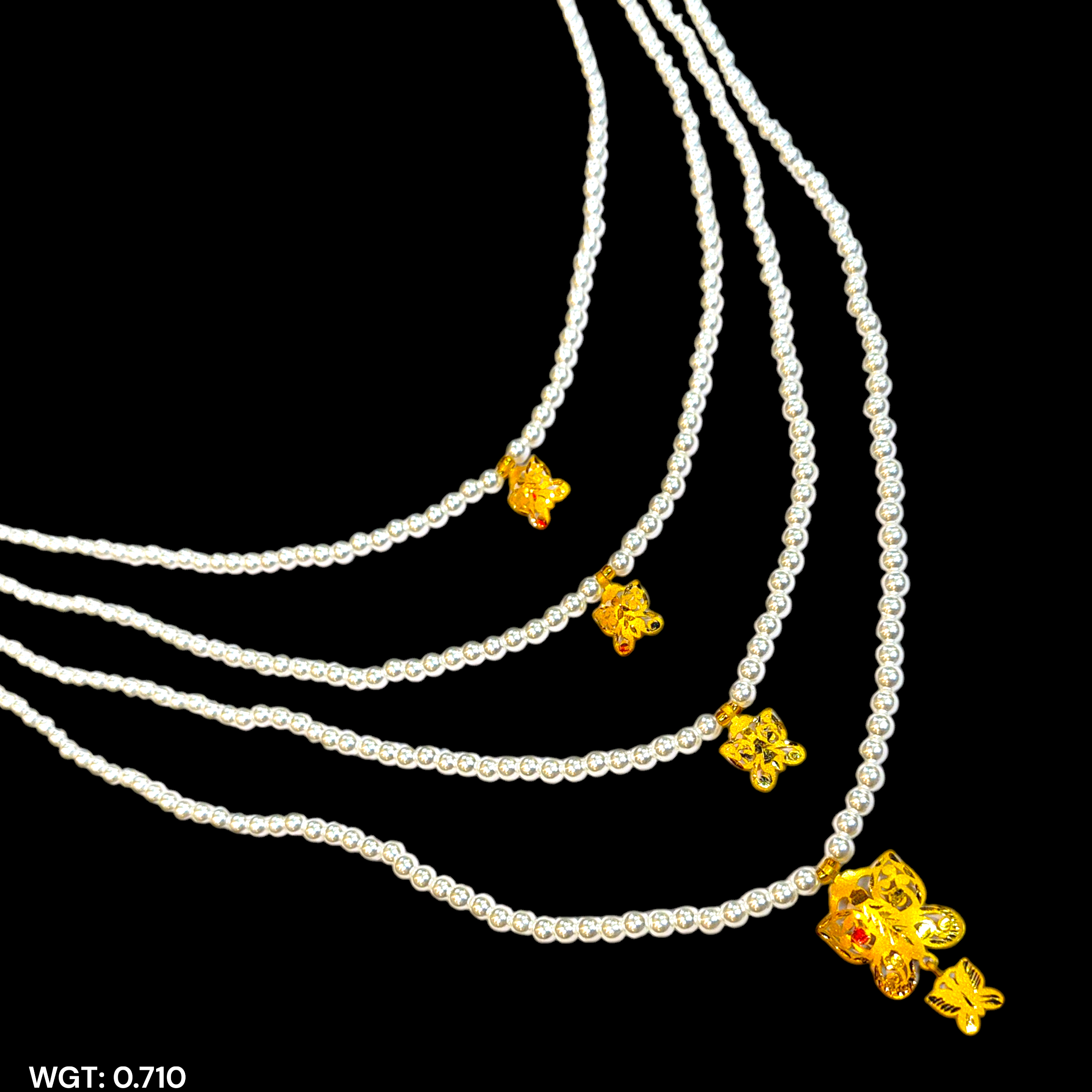 (GMH) TRJ WGT: 0.710 GM APPROX 22KT HUID HALLMARK GOLD MOTI LAHORI NECKLACE 1 PIECE WITH ADJUSTABLE TASSEL.