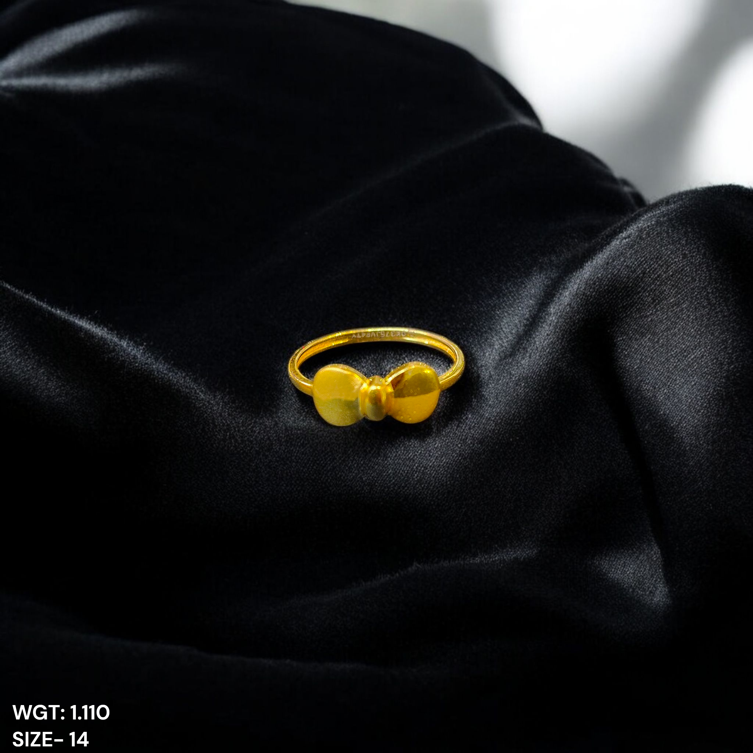 (GLFR9) TRJ (SIZE: 14) WGT: 1.110 GM APPROX BIS CERTIFIED HUID HALLMARK 9KT GOLD FINGER RING FOR WOMEN 1 PIECE FOR REGULAR USE.